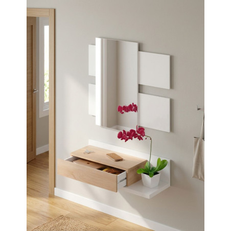 Recibidor Blanco y Roble con Espejo Modern - Montiel
