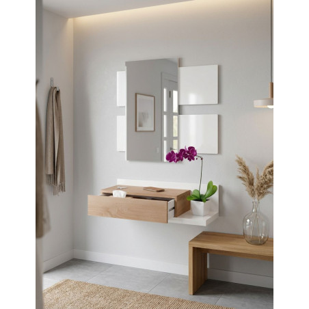 Recibidor Blanco y Roble con Espejo Modern - Montiel