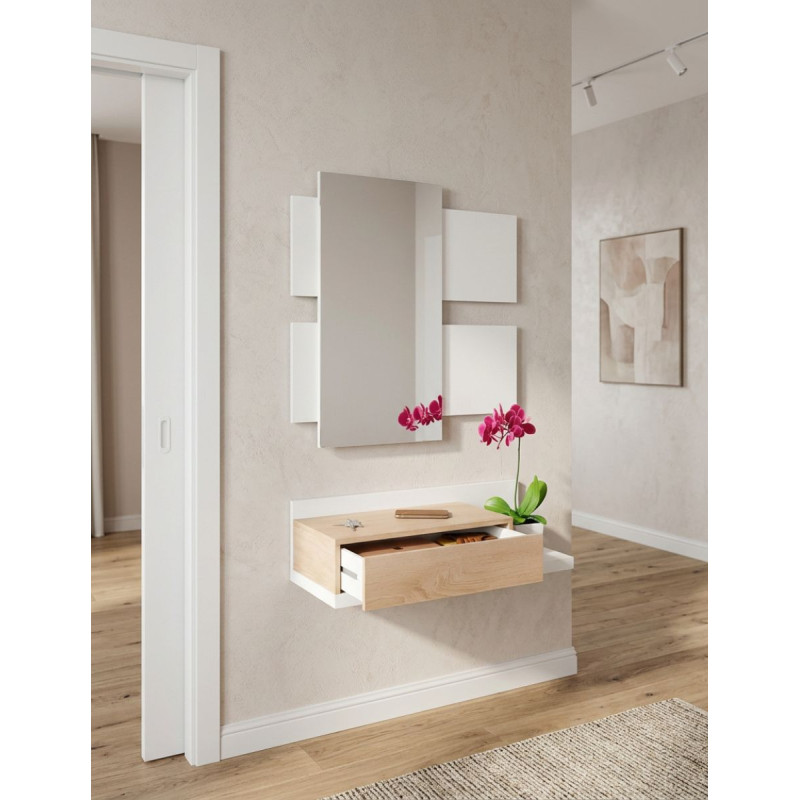 Recibidor Blanco y Roble con Espejo Modern - Montiel