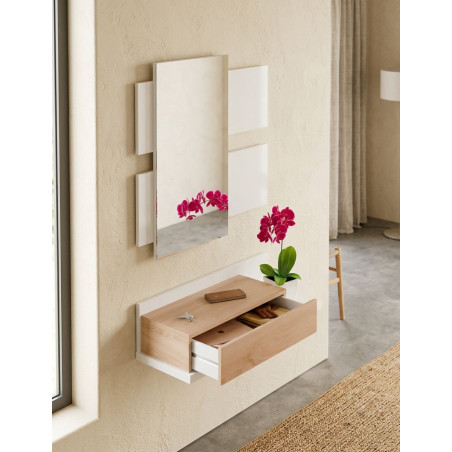 Recibidor Blanco y Roble con Espejo Modern - Montiel