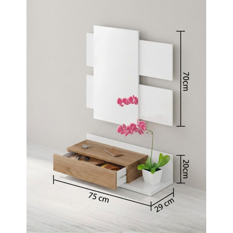 Recibidor Blanco y Roble con Espejo Modern - Montiel