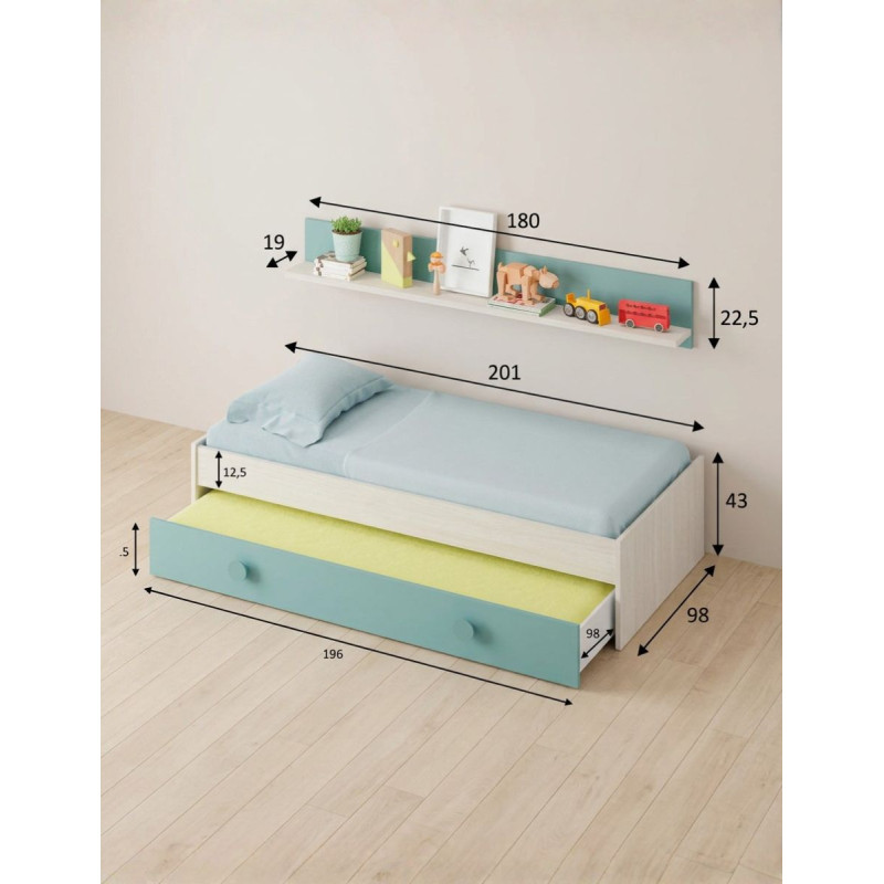 Cama Doble Juvenil con Estante Superior Enjoy - Montiel