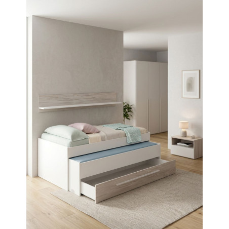 Cama Nido Juvenil con Estante y Cajón Elliot - Montiel