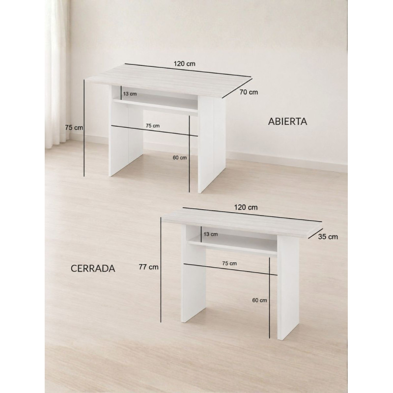 Mesa Consola Desplegable Oggi 120x35-70 cm. - Montiel