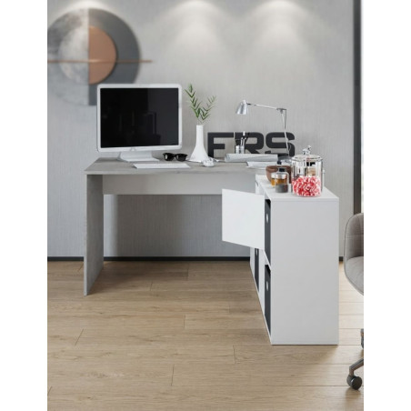 Mesa Office Buc Giratorio Blanco Artik/Cemento - Montiel