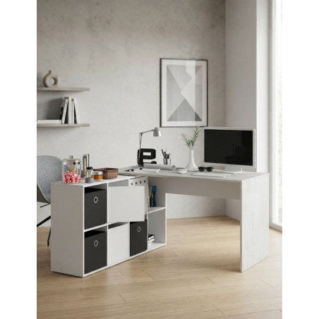 Mesa Office Buc Giratorio Blanco Artik/Cemento - Montiel