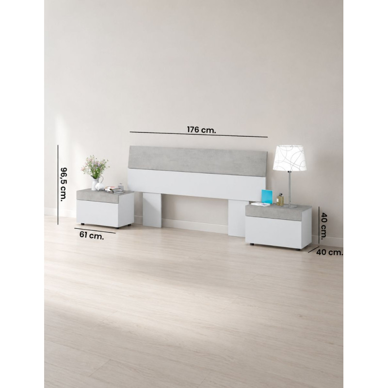 Conjunto Tekkan de Dormitorio Blanco Artik/Cemento - Montiel
