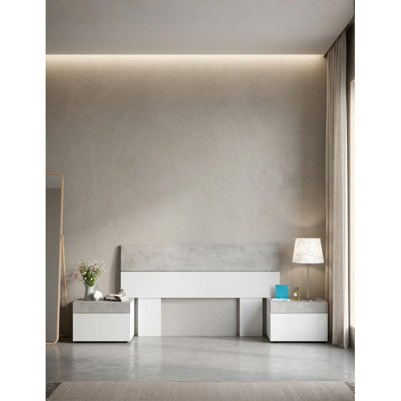 Conjunto Tekkan de Dormitorio Blanco Artik/Cemento - Montiel