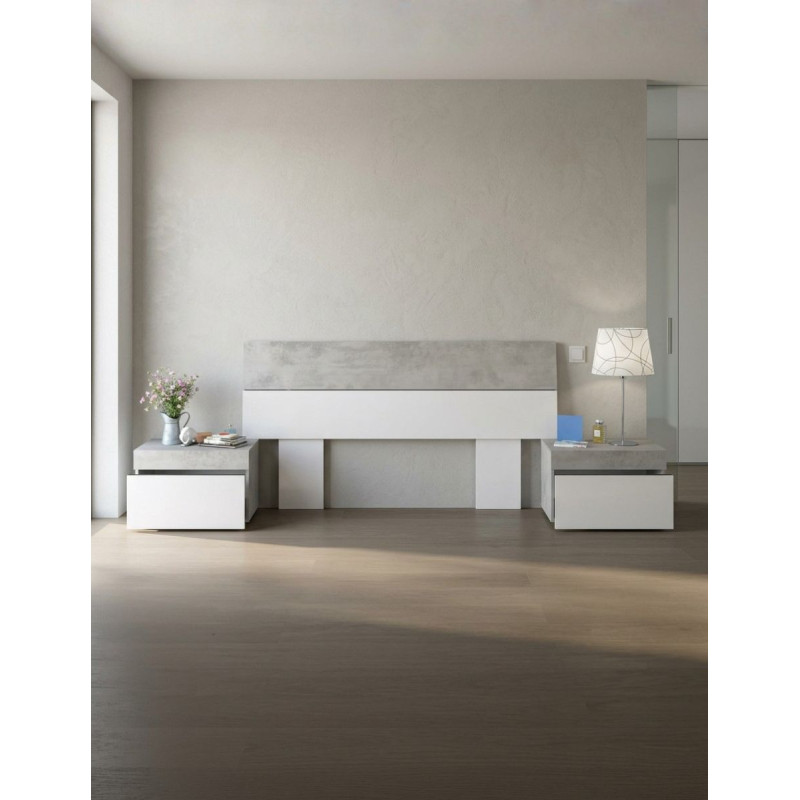 Conjunto Tekkan de Dormitorio Blanco Artik/Cemento - Montiel