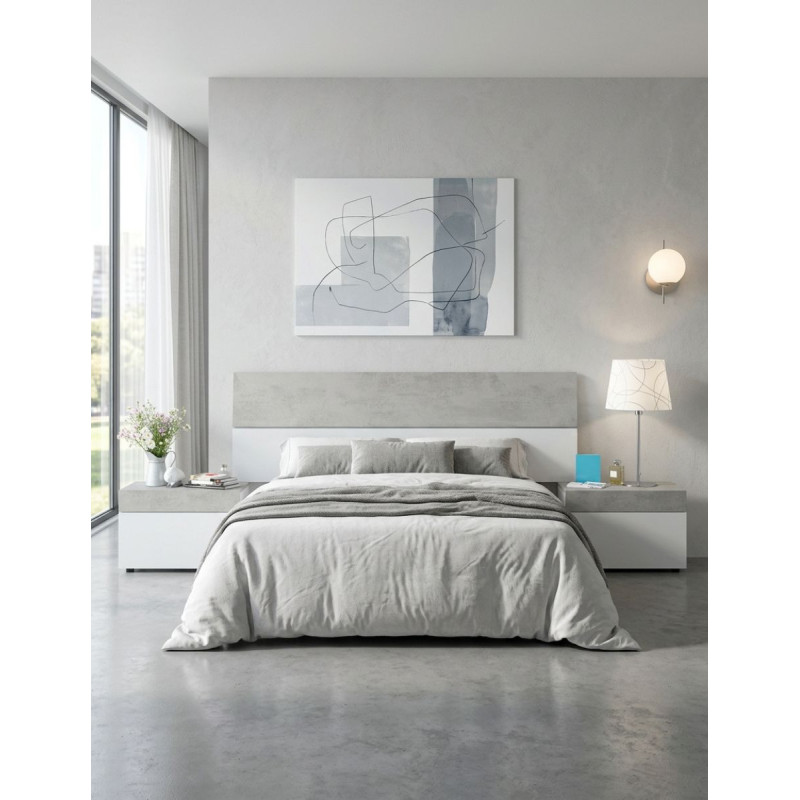 Conjunto Tekkan de Dormitorio Blanco Artik/Cemento - Montiel