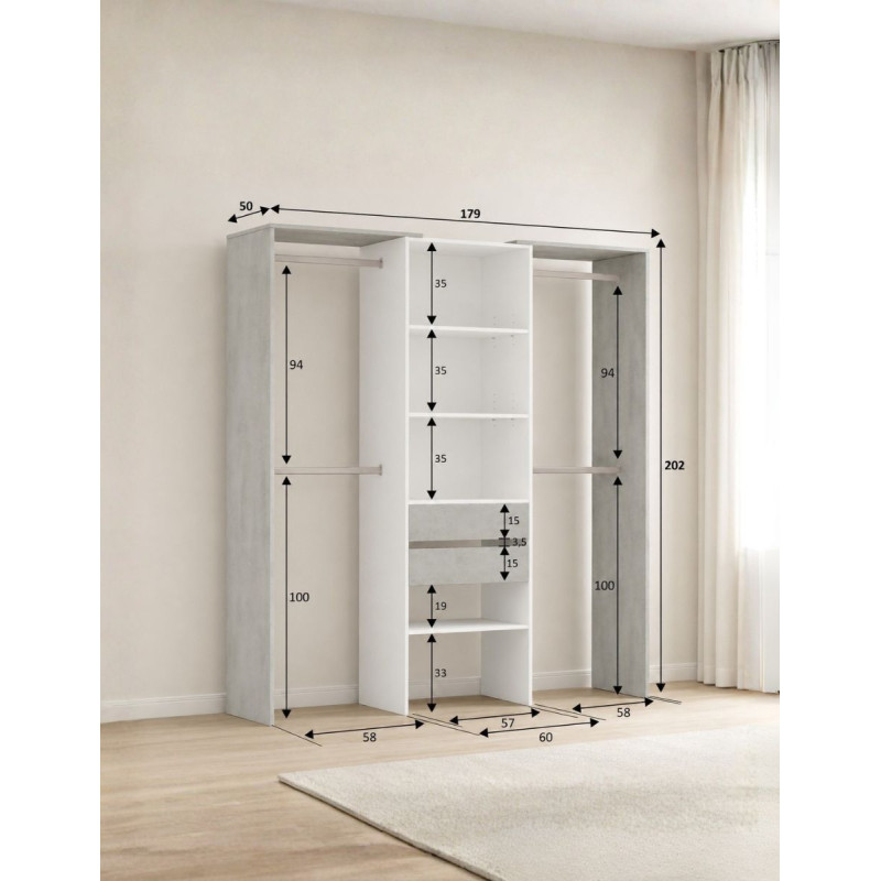 Vestidor Tidy para 2 Personas 202x179 cm. - Montiel