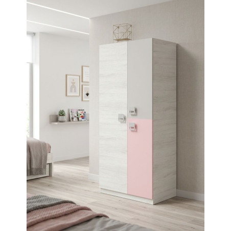 Armario Nube Blanco Alpes y Rosa 200x90 cm - Montiel
