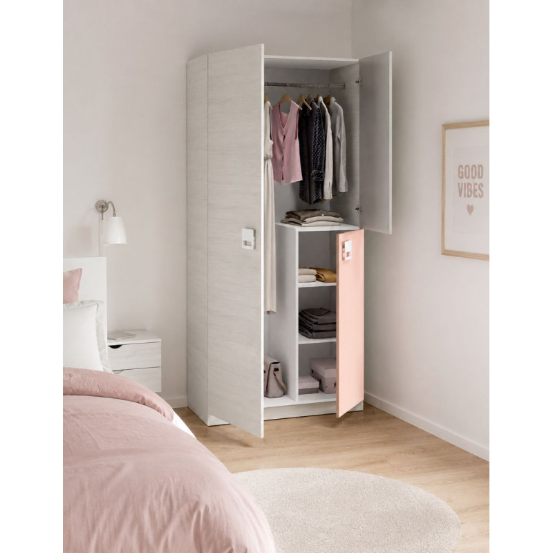 Armario Nube Blanco Alpes y Rosa 200x90 cm - Montiel