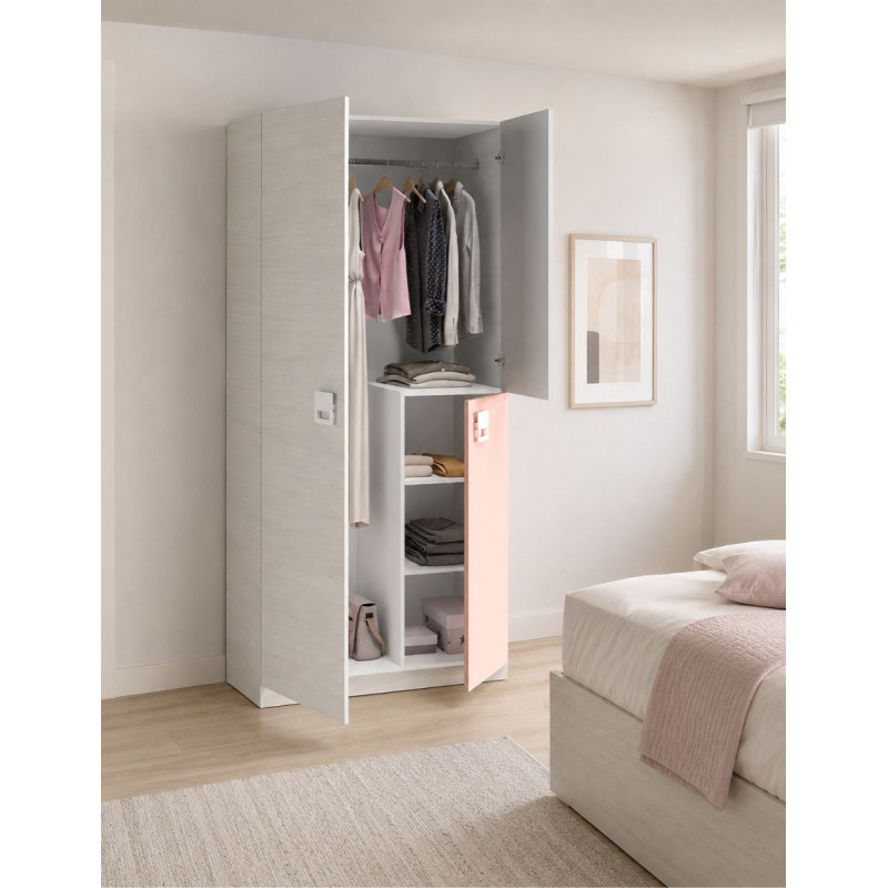 Armario Nube Blanco Alpes y Rosa 200x90 cm - Montiel