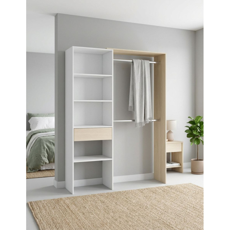 Vestidor Hera 187x150 cm. Blanco y Roble - Montiel