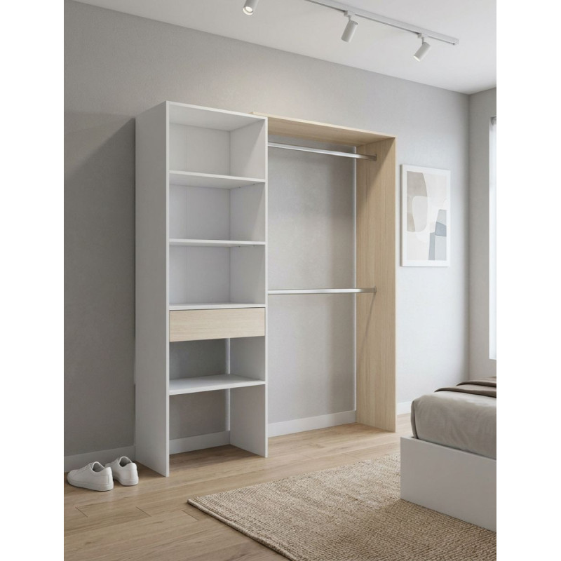 Vestidor Hera 187x150 cm. Blanco y Roble - Montiel
