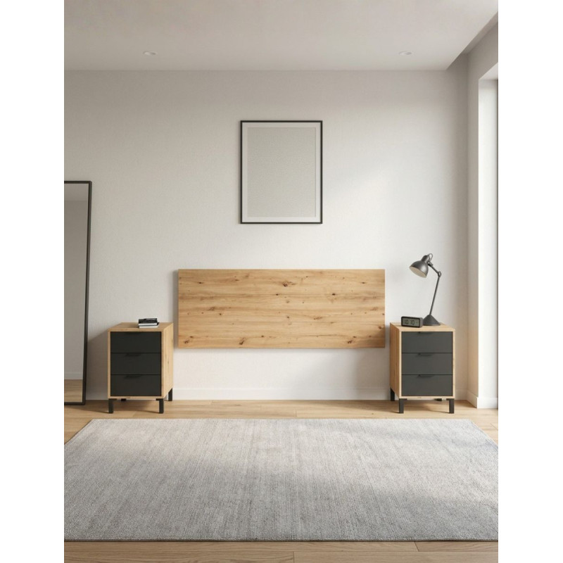 Conjunto Habitación Enzo Cabecero + 2 Mesitas - Montiel