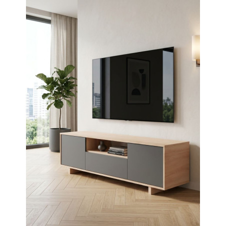 Mueble TV Zaida Roble Canadian / Gris Antracita - Montiel