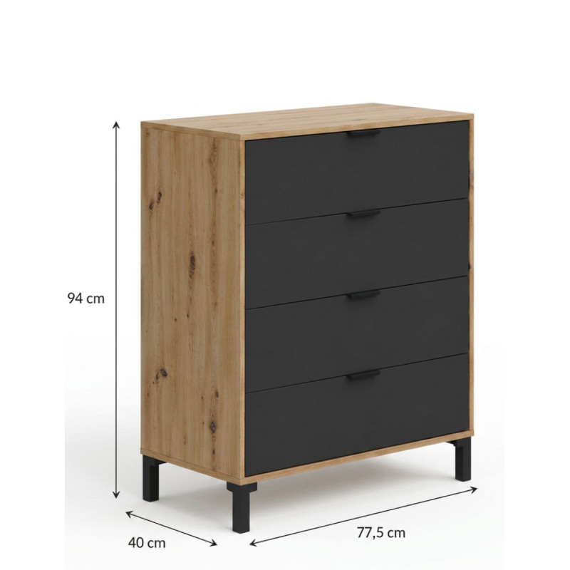Mueble Bajo Madera Roble Oficina Enzo - Montiel