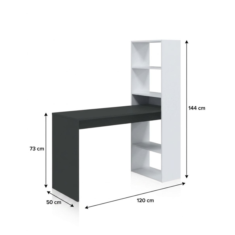 Mesa de Estudio con Estantería Reversible - Montiel