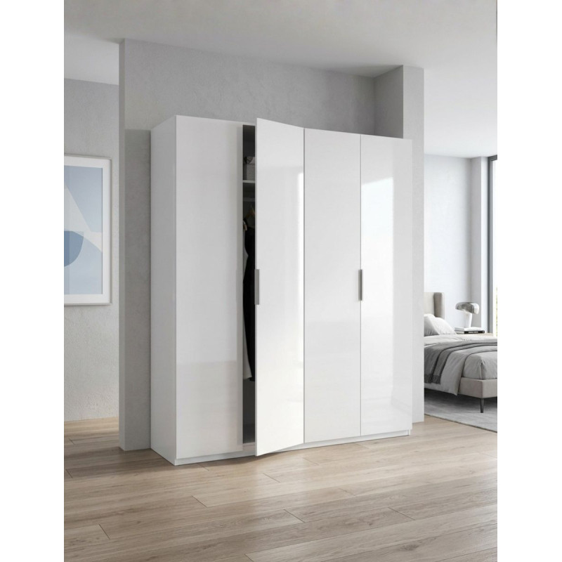 Armario Low Cost Dormitorio 200x180 cm. Blanco Brillo - Montiel