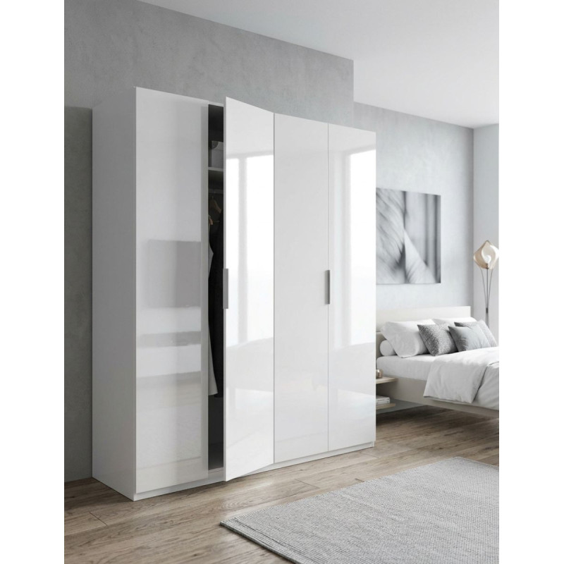 Armario Low Cost Dormitorio 200x180 cm. Blanco Brillo - Montiel