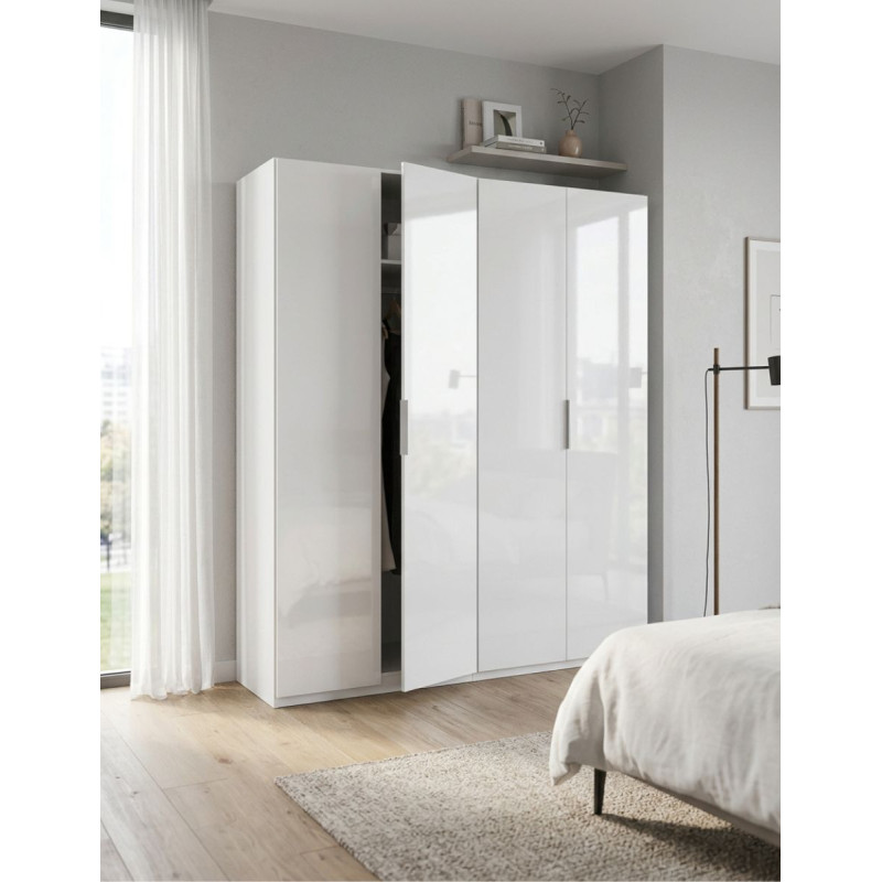 Armario Low Cost Dormitorio 200x180 cm. Blanco Brillo - Montiel