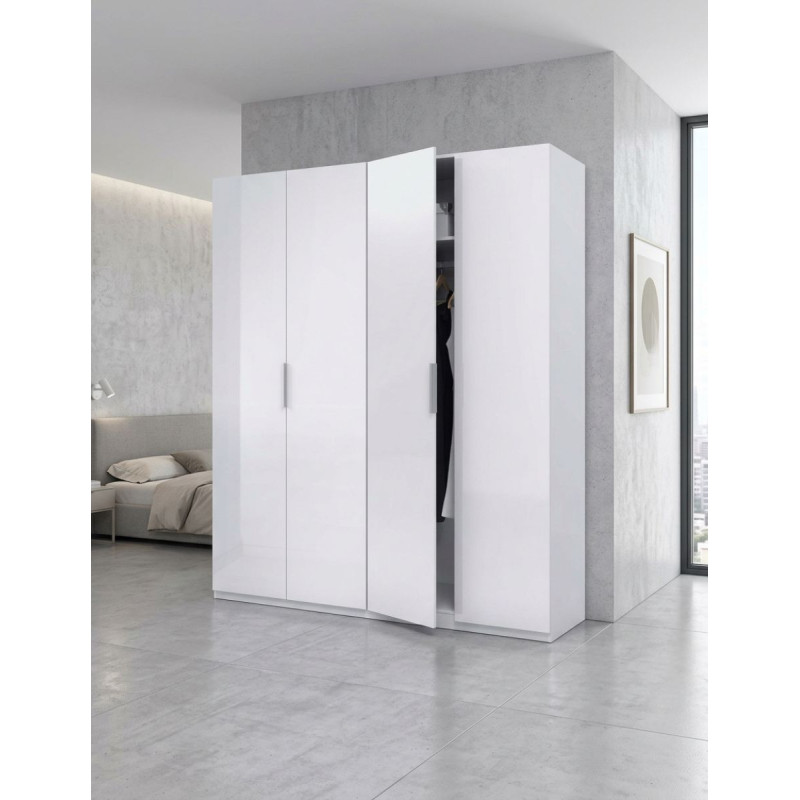 Armario Low Cost Dormitorio 200x180 cm. Blanco Brillo - Montiel