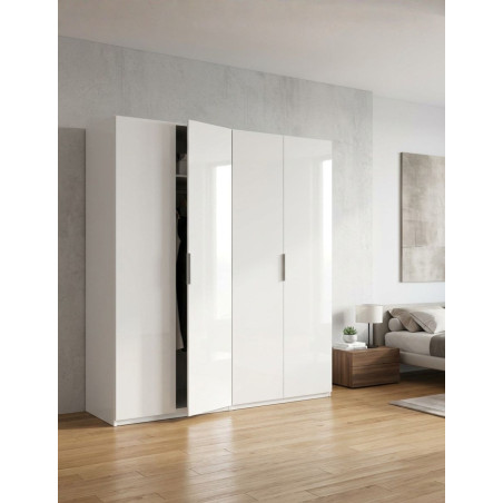 Armario Low Cost Dormitorio 200x180 cm. Blanco Brillo - Montiel