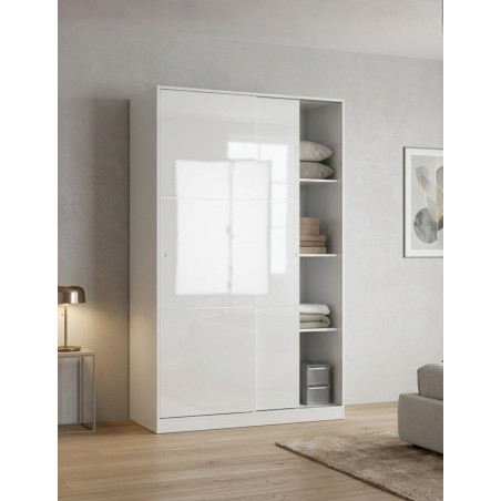 Armario Max Puertas Correderas 200x120 Blanco Brillo - Montiel