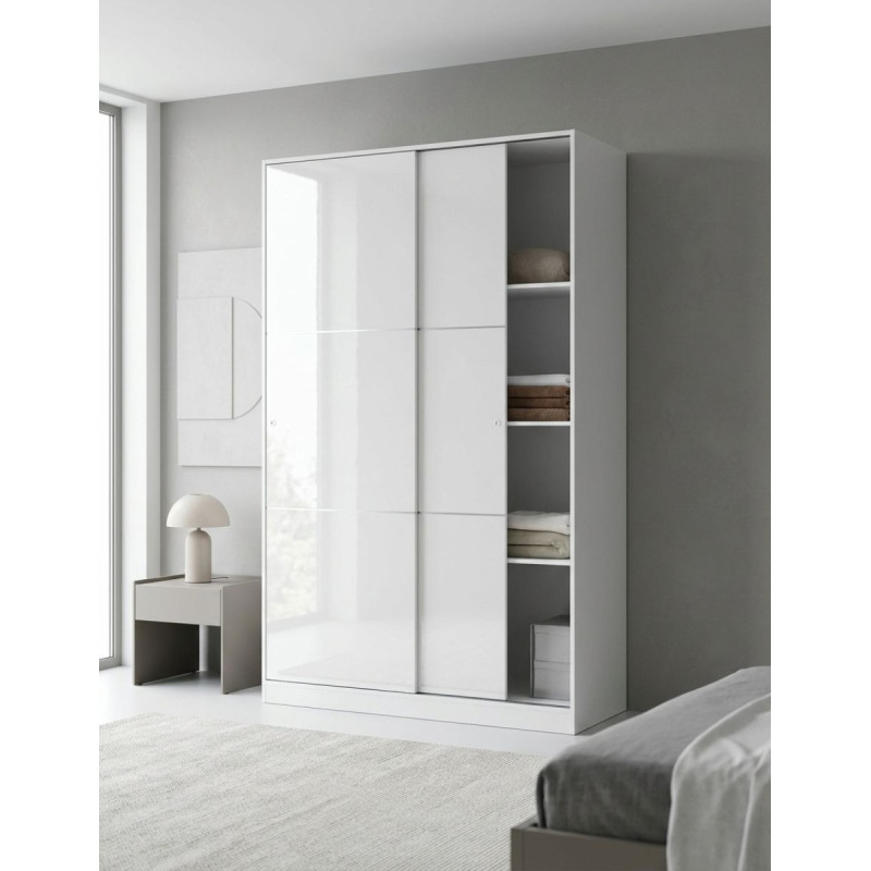 Armario Max Puertas Correderas 200x120 Blanco Brillo - Montiel