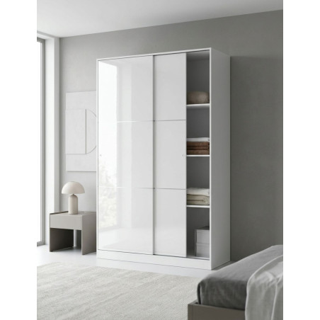 Armario Max Puertas Correderas 200x120 Blanco Brillo - Montiel