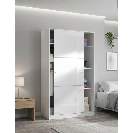 Armario Max Puertas Correderas 200x120 Blanco Brillo - Montiel