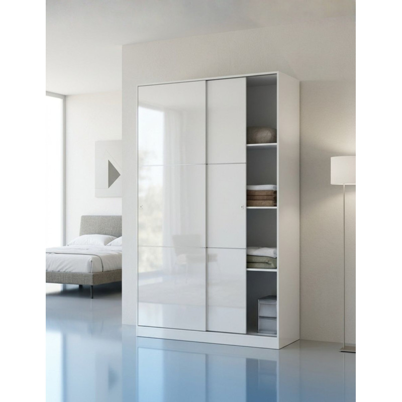 Armario Max Puertas Correderas 200x120 Blanco Brillo - Montiel