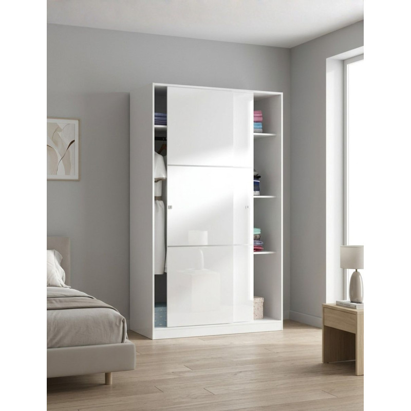 Armario Max Puertas Correderas 200x120 Blanco Brillo - Montiel