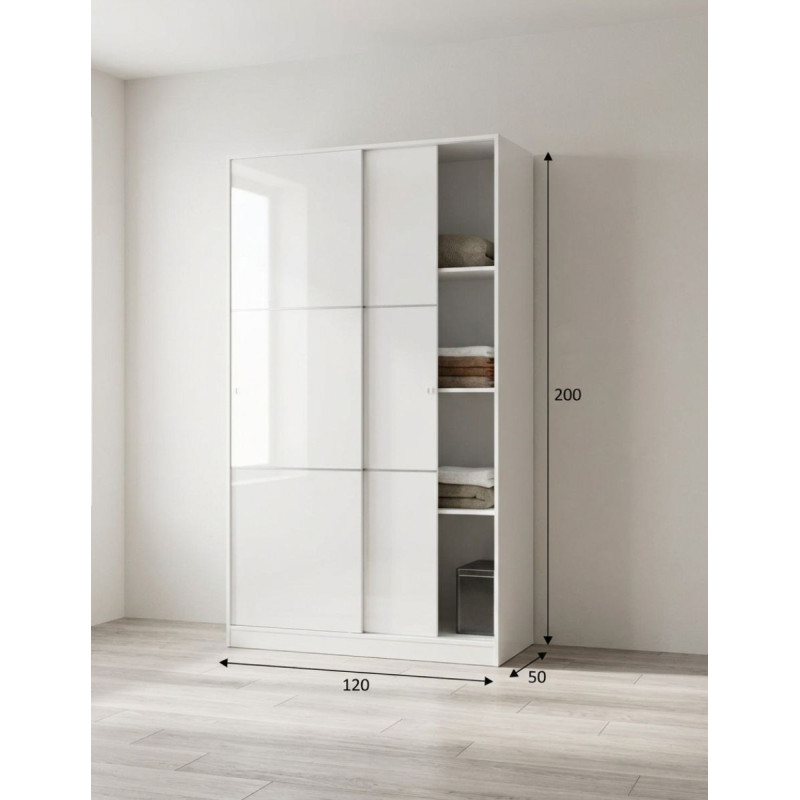 Armario Max Puertas Correderas 200x120 Blanco Brillo - Montiel