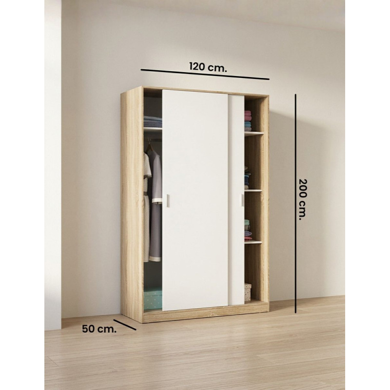 Armario Dormitorio Noon Plus Blanco / Roble - Montiel