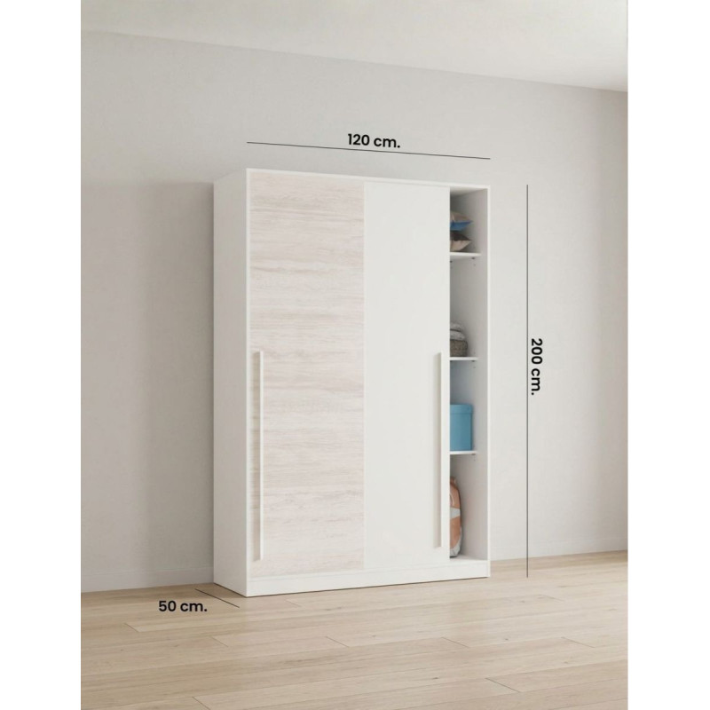 Armario Max 200x120 cm. 2 Puertas Correderas Blanco - Montiel