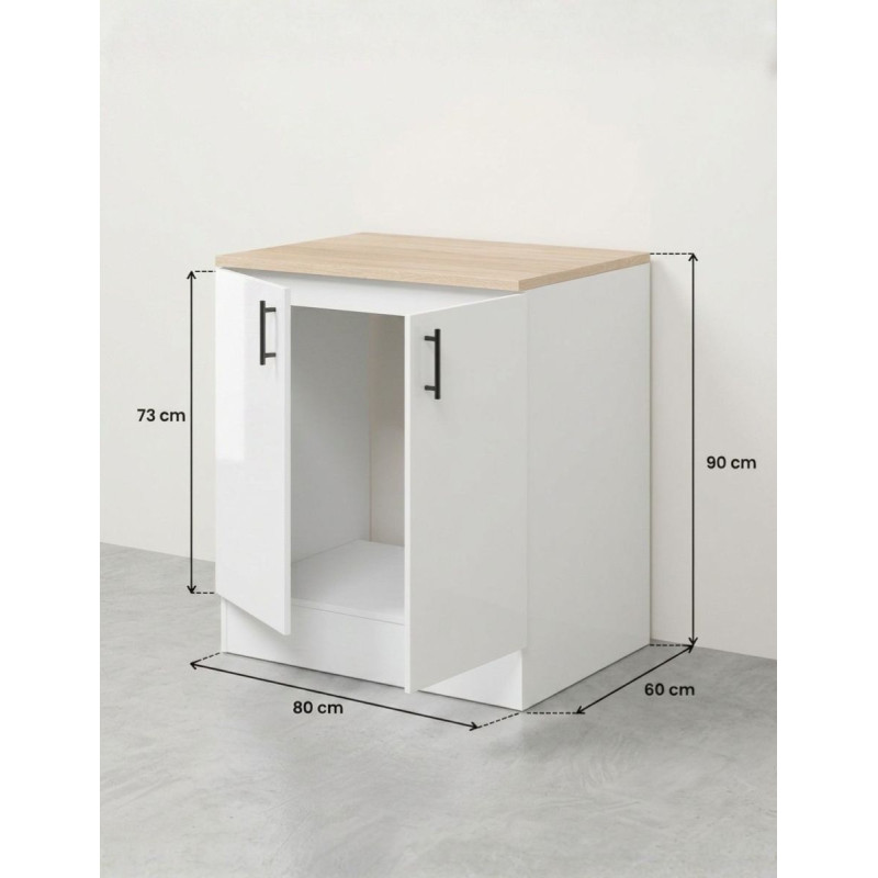 Mueble Fregadero Kira Blanco Brillo / Roble Canadian - Montiel