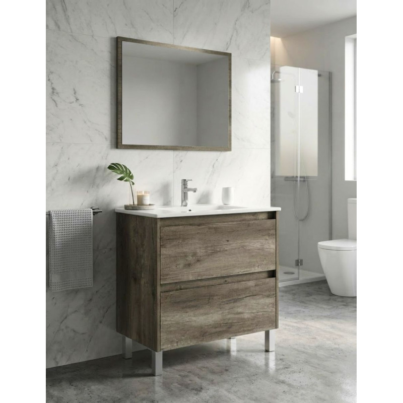 Mueble Baño Dakota Roble Nordik con Espejo - Montiel