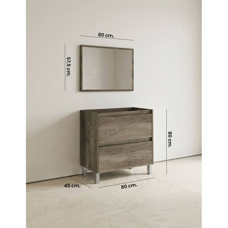 Mueble Baño Dakota Roble Nordik con Espejo - Montiel