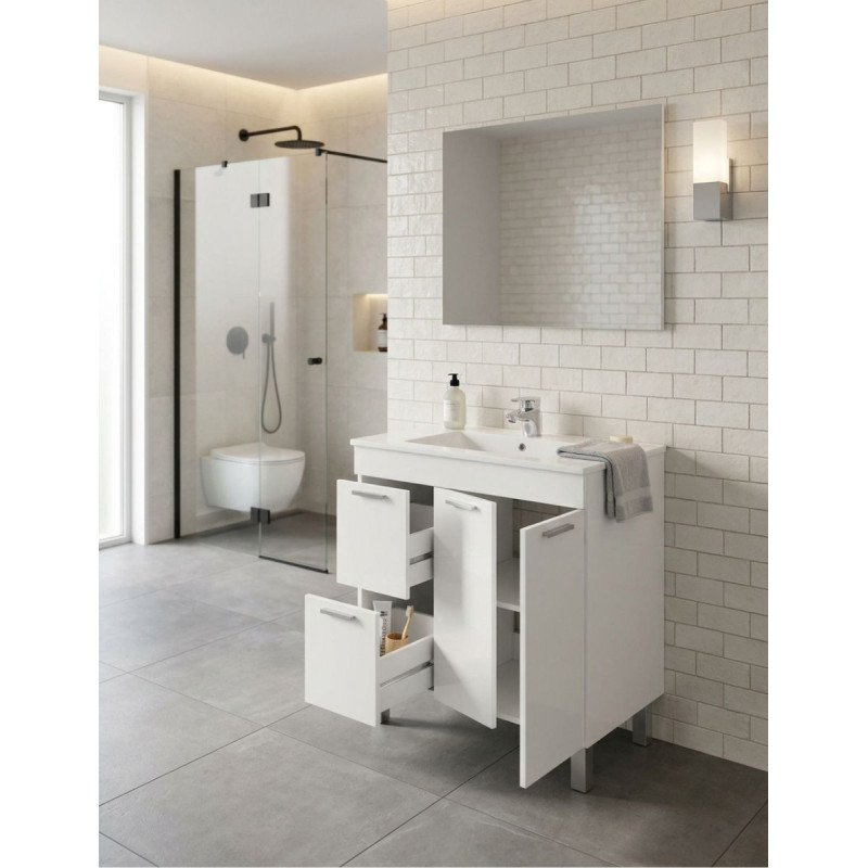 Mueble Lavaba Aktiva con Espejo Blanco Brillo - Montiel