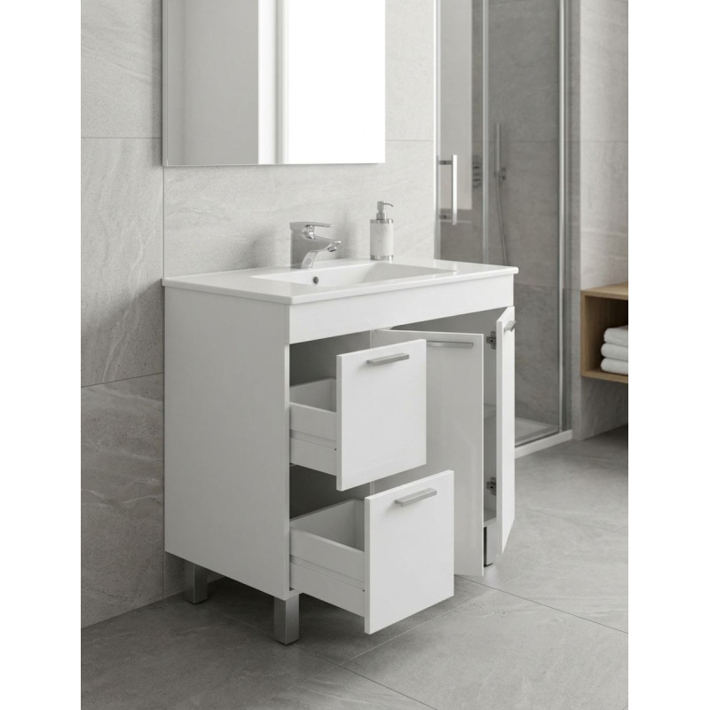 Mueble Lavaba Aktiva con Espejo Blanco Brillo - Montiel