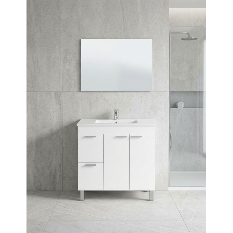 Mueble Lavaba Aktiva con Espejo Blanco Brillo - Montiel