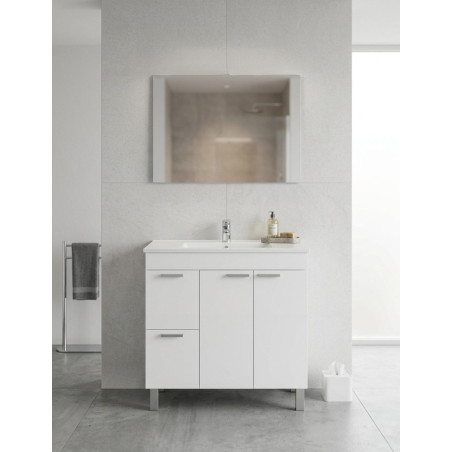 Mueble Lavaba Aktiva con Espejo Blanco Brillo - Montiel
