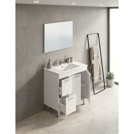 Mueble Lavaba Aktiva con Espejo Blanco Brillo - Montiel