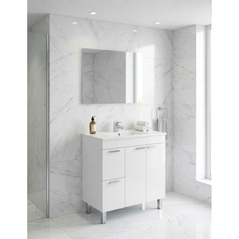 Mueble Lavaba Aktiva con Espejo Blanco Brillo - Montiel