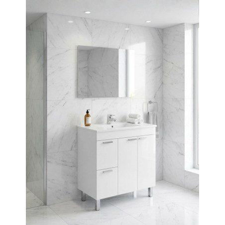 Mueble Lavaba Aktiva con Espejo Blanco Brillo - Montiel