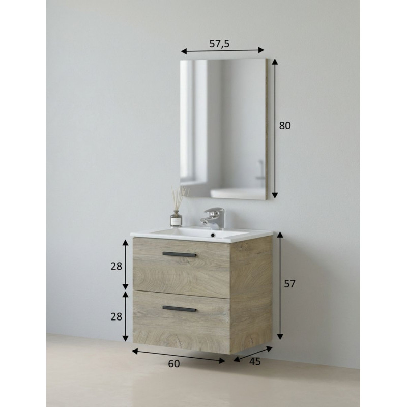 Mueble Baño Suspendido Noa para Lavabo con Espejo - Montiel