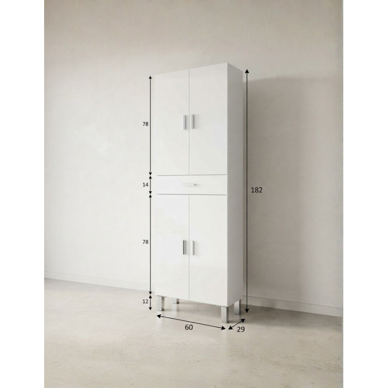 Armario Baño Aruba Blanco Brillo 4 Puertas - Montiel
